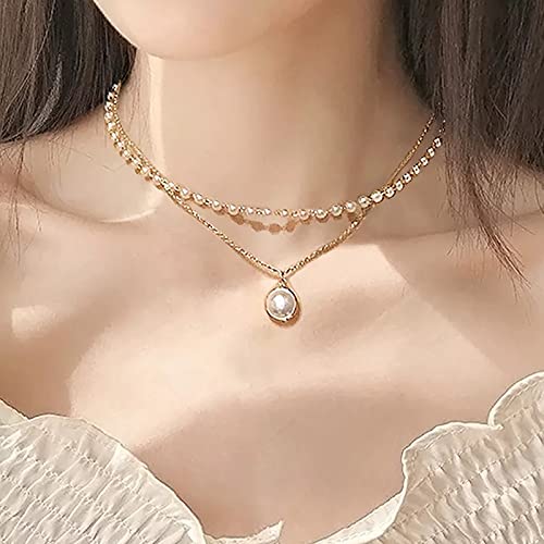 Veloura Elegant Gold Plated Pearl Double Layered Pendant Necklace for Women and Girls