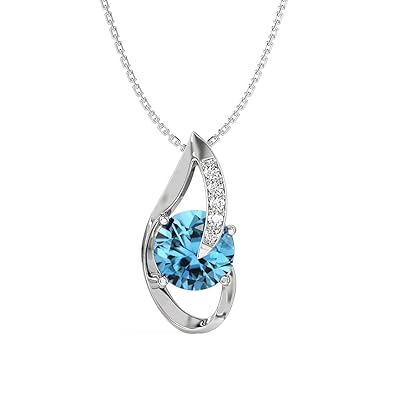 TWEAKO 925 Sterling Silver Sky Blue Eye Pendant with Chain Necklace | Rhodium Plated