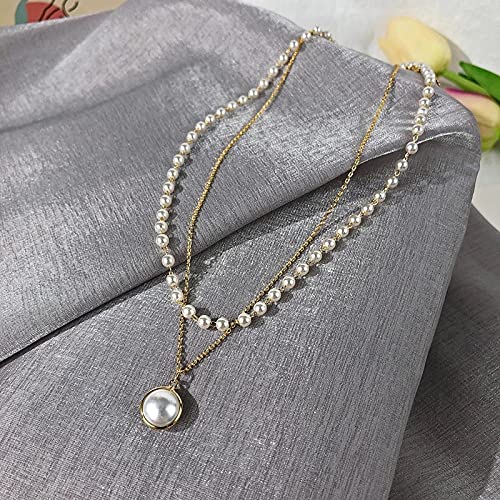 Veloura Elegant Gold Plated Pearl Double Layered Pendant Necklace for Women and Girls