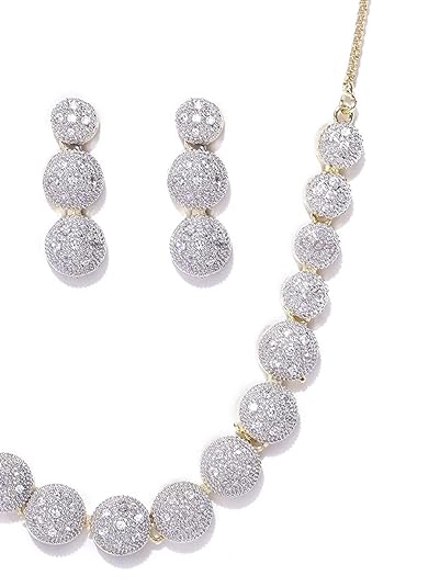 Demiop Jewellery Set for Women – American Diamond Combo of Choker Necklace Set with Earrings, Bracelet and Ring for Girls and Women