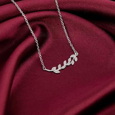 GILORA 925 Sterling Silver Anushka Sharma Classic Leaf Necklace with Chain