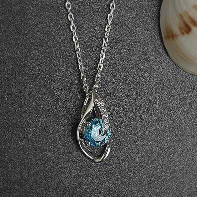 TWEAKO 925 Sterling Silver Sky Blue Eye Pendant with Chain Necklace | Rhodium Plated
