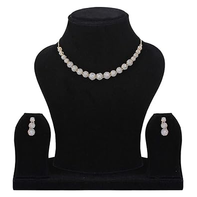 Demiop Jewellery Set for Women – American Diamond Combo of Choker Necklace Set with Earrings, Bracelet and Ring for Girls and Women