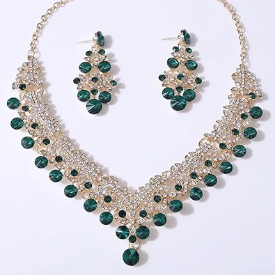 Sparkle Nova Fashion Latest Stylish Design Fancy Wedding Party Crystal Diamonds Necklace Jewellery Set for Women