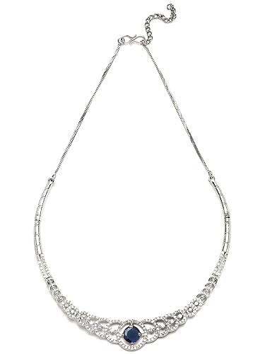 Klymora Silver Tone Pink American Diamond Necklace Set