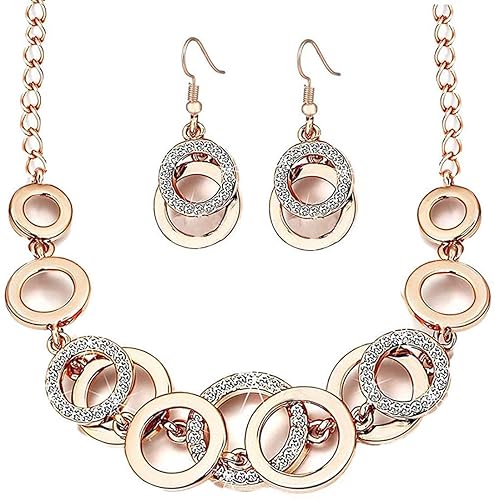 Hissani Jewellery Sets for Women – Crystal Studded Necklace Set with Bracelet and Earrings for Girls/Women